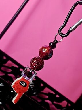 Georgia Bulldogs SPARKLY Red & Black Custom Beaded Keychain